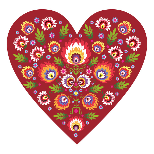 Polish folk heart - Vector, Image
