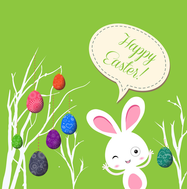 Boldog húsvéti tojás és a nyuszi üdvözlőlap - Vektor, kép