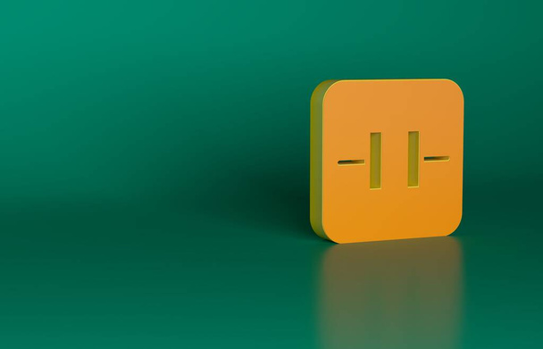 Ícone do capacitor eletrolítico laranja isolado no fundo verde. Conceito de minimalismo. ilustração renderização 3D. - Foto, Imagem