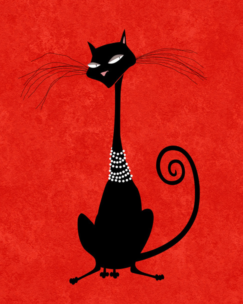 Black Cat in Pearls - Photo, Image
