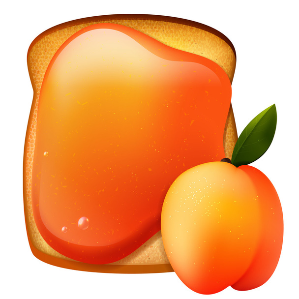 Peach  jam breakfast toast - Vector, Image