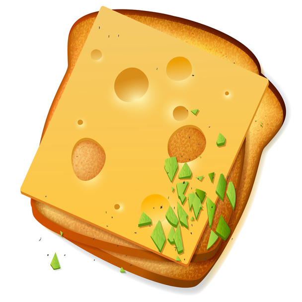 Cheddar sajt, pirított kenyér - Vektor, kép