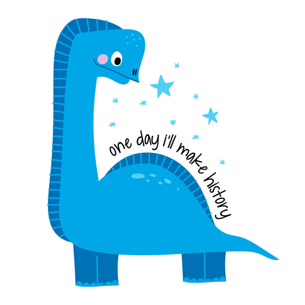 One day I'll make history - Cute Dino print design - funny hand drawn doodle, cartoon alligator. Good for Poster or t-shirt textile graphic design. Vector hand drawn illustration. - Vettoriali, immagini
