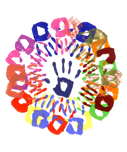 Empreintes de main cercle multicolore
 - Photo, image
