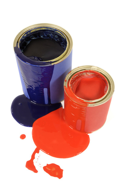 Messy paint tins - Zdjęcie, obraz