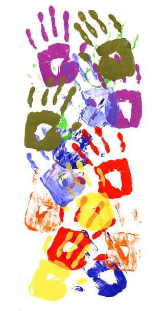 Huellas de manos borde vertical multicolor
 - Foto, Imagen