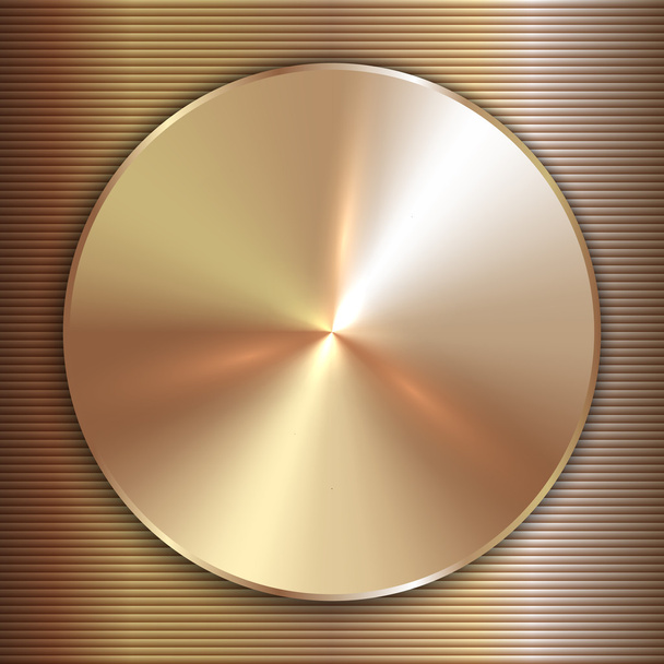 Vector de metal precioso redondo placa dorada con fondo de línea
 - Vector, Imagen