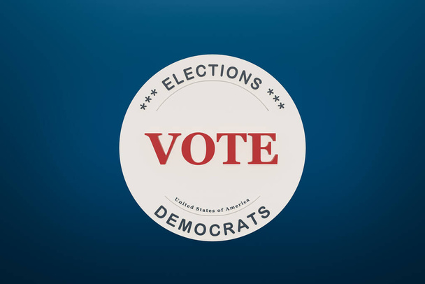 US election banner for Democrats  with the call Vote in red and blue background. Politics, democrats and elections concept. 3d illustration - Фото, изображение