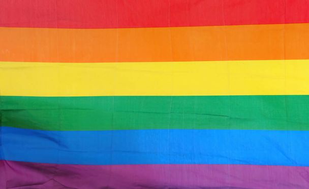 Pavillon arc-en-ciel LGBT. Concept du mois de la fierté, liberté. Vue du dessus - Photo, image