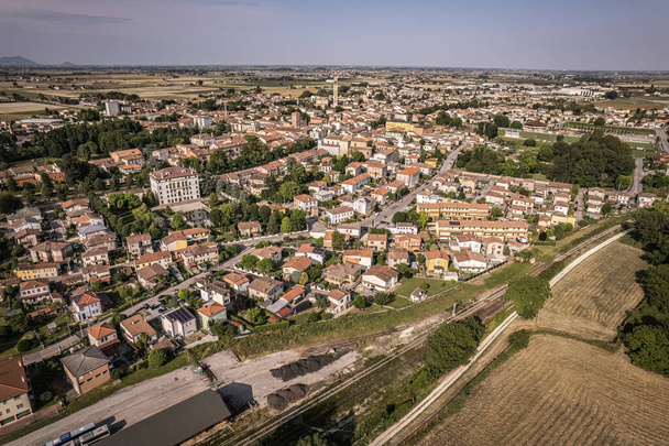 Stunning aerial view showcasing the charming town of Lendinara in Italy. - Fotó, kép