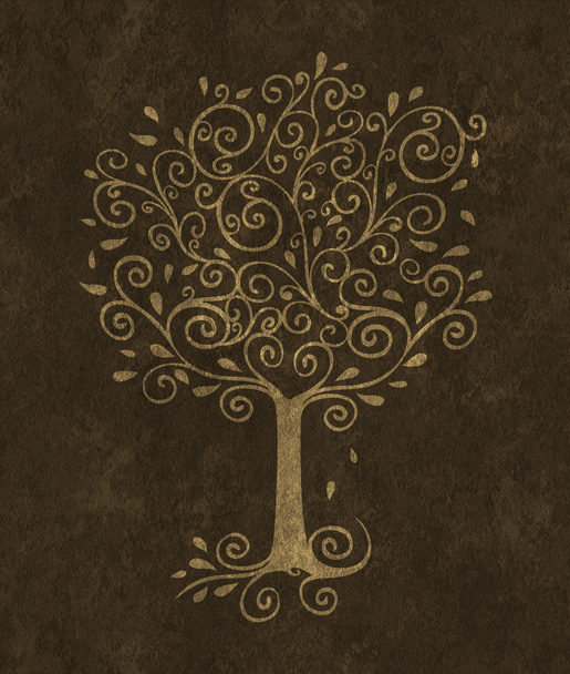 Curlicue Tree on a Textured Background - Fotoğraf, Görsel
