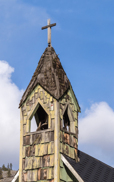 Wieża starego budynku kościoła w Warszawa w Kolumbii Brytyjskiej - Zdjęcie, obraz