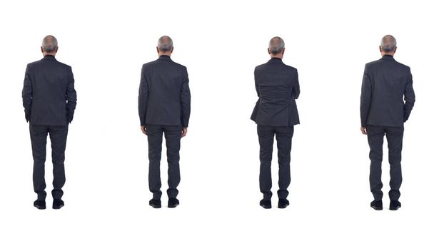 vue arrière de différentes poses d'un même homme sur fond blanc - Photo, image