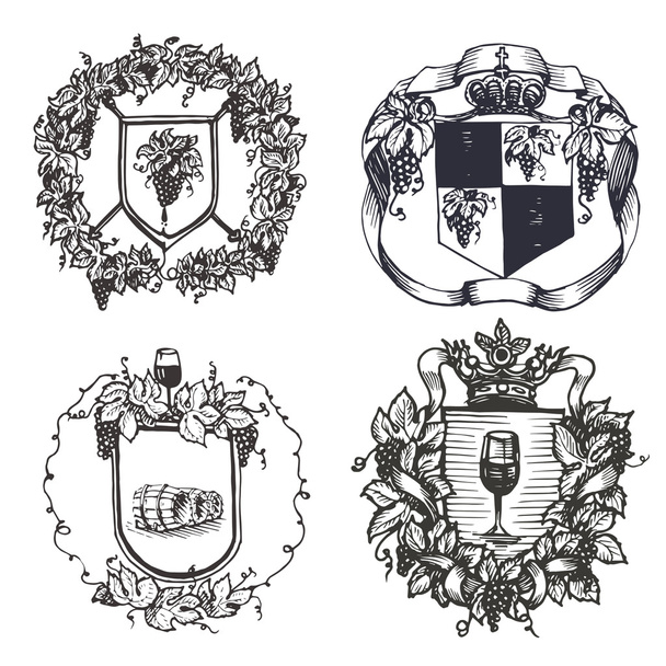 Vector illustration with different coats of arms - Vetor, Imagem