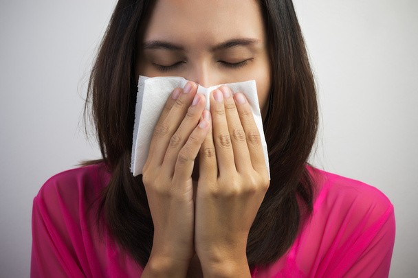 インフルエンザの風邪やアレルギーの症状 - 写真・画像
