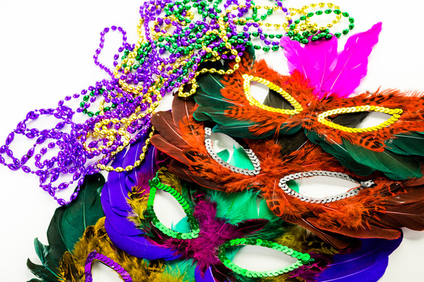 Decorações multicoloridas, máscaras faciais para Mardi Gras
 - Foto, Imagem