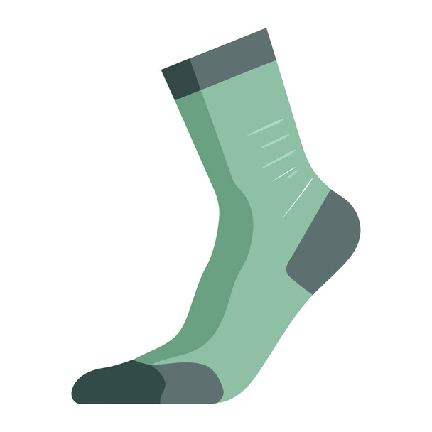 green sock comfortable, warm and stylish footwear icon isolated - ベクター画像
