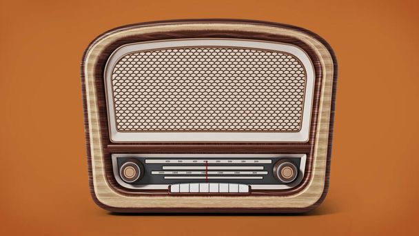 Vintage radio isolated on white background. 3D illustration. - Photo, image