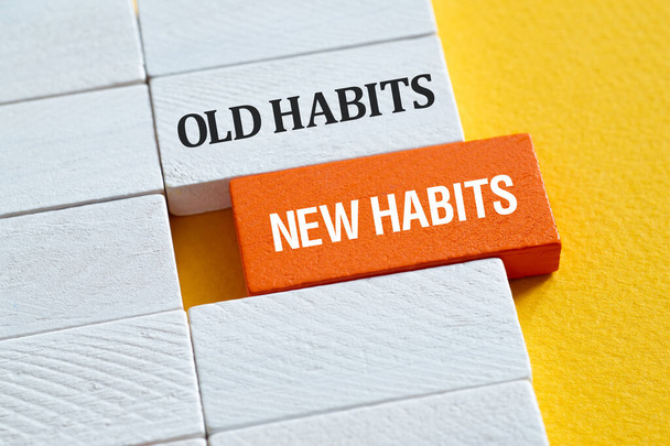 Old Habits , New habits - word concept on building blocks, text, letters - Photo, Image