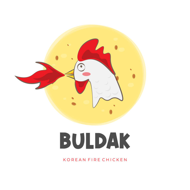 Logo coreano dell'illustrazione del pollo piccante Buldak - Vettoriali, immagini