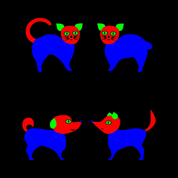 Kat en hond - Vector, afbeelding