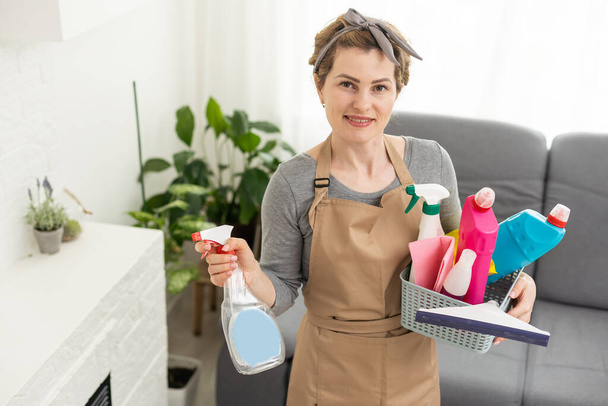 Woman cleaning the house. housework. - Photo, image