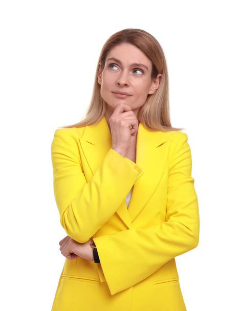 Portrait of beautiful businesswoman on white background - Fotografie, Obrázek