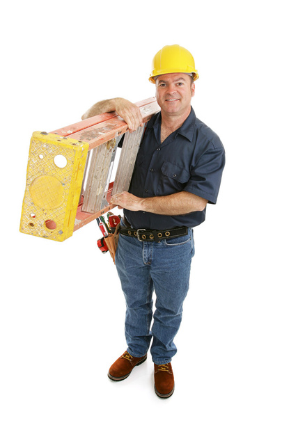 Construction Worker and Ladder - Фото, зображення