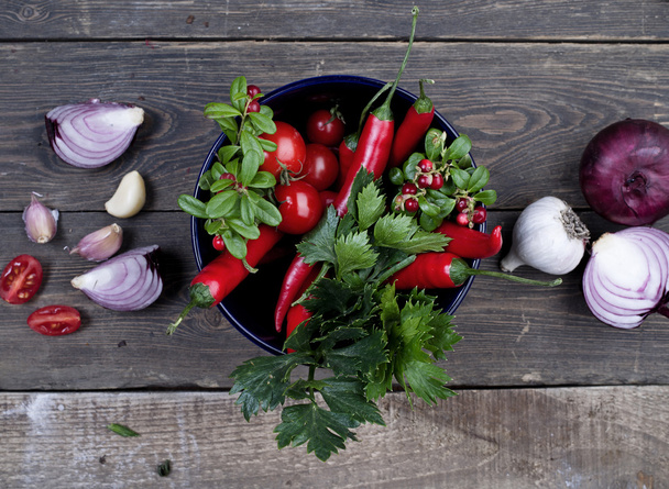 Fresh vegetables on table - Foto, Imagem