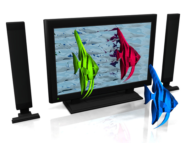 3D činí z ryb vyskočí z tv - Fotografie, Obrázek