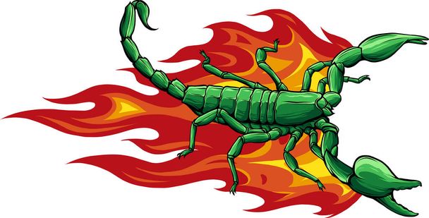 иллюстрация скорпиона с пламенем - Вектор,изображение