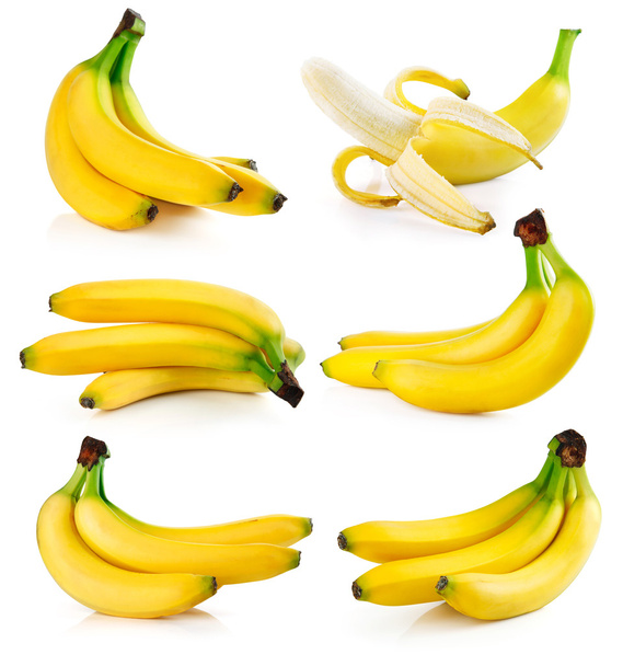 serie frutta fresca banane isolato su bianco - Foto, immagini