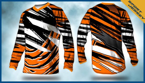 Long sleeve Motocross jerseys t-shirts vector, abstract background design for modern expressive uniforms, unisex sport wear.sublimation - Vector, Image