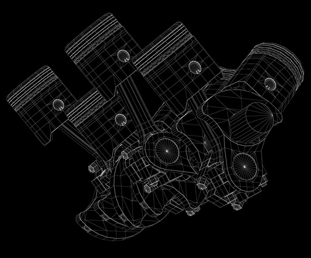 ピストン、v 型 8 気筒エンジン - 写真・画像