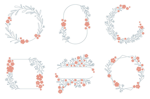 set of decorative floral elements  - Vector, Imagen