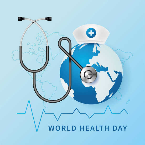 world health day poster with stethoscope  - Вектор, зображення