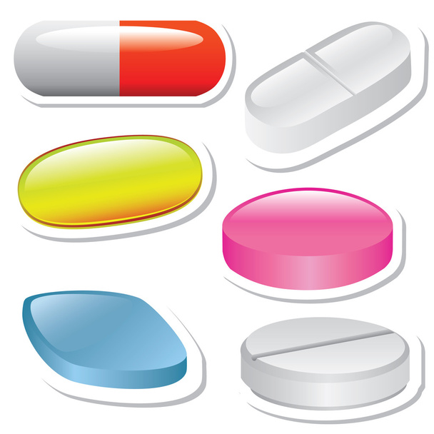 Pills stickers - Wektor, obraz