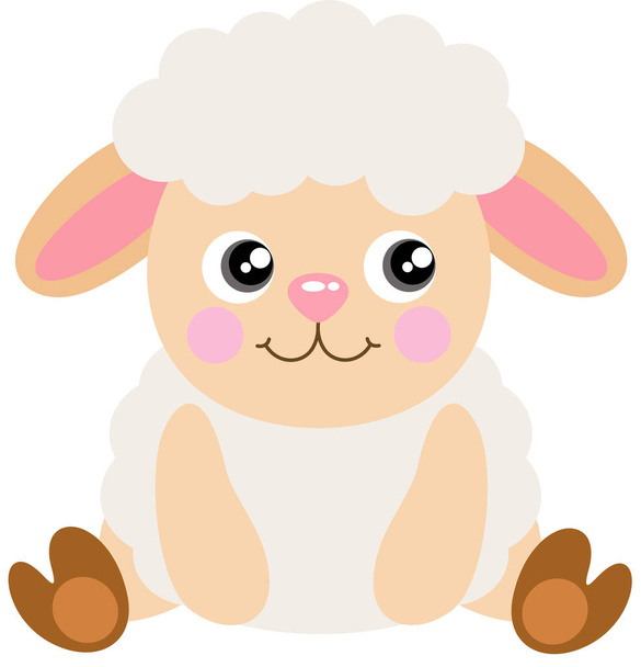 Cute sheep sitting isolated on white - Вектор, зображення