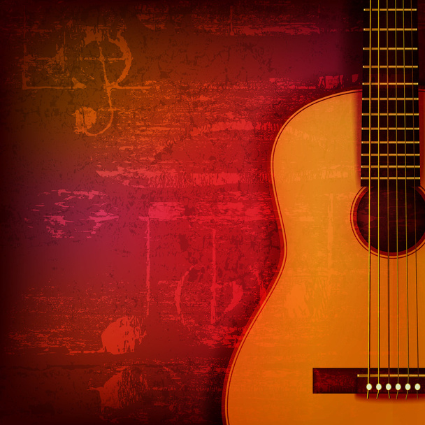 abstract grunge piano background with acoustic guitar - Vector, Image