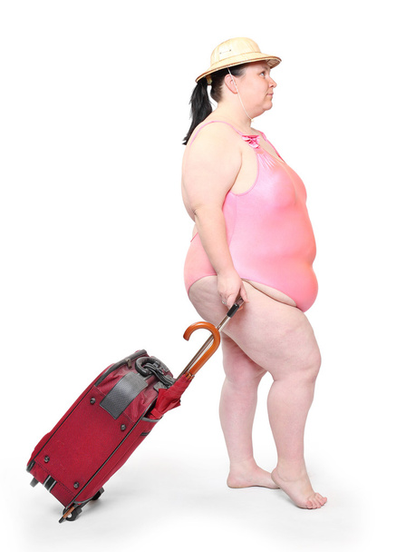 ylipainoinen nainen uimapuvussa
 - Valokuva, kuva