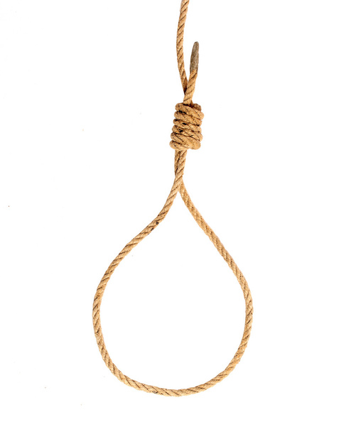 Hanging noose of hemp rope - 写真・画像