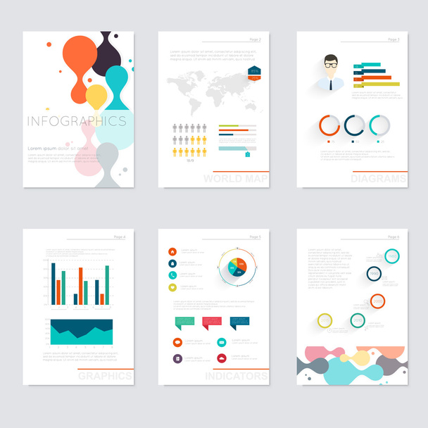 Set of infographics elements in flat style - Wektor, obraz