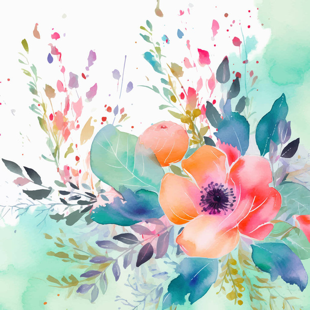 Floraler Hintergrund. Schöner Hintergrund mit vielen verschiedenen Blumen. Attrappe der Luxuskarte. Vektorillustration - Vektor, Bild