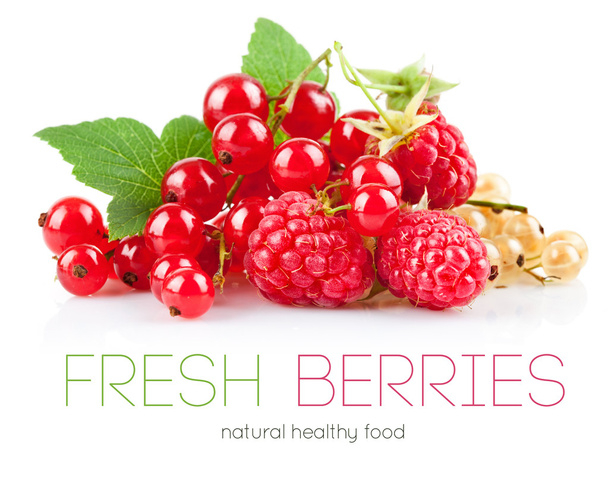 Set fresh berries with green leaf - Photo, Image