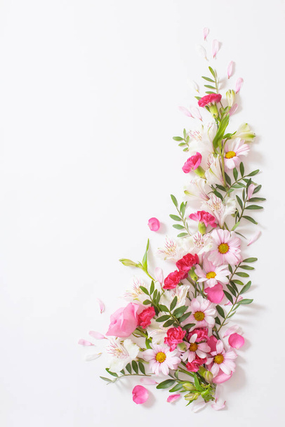 beautiful pink and white flowers on white background - Φωτογραφία, εικόνα