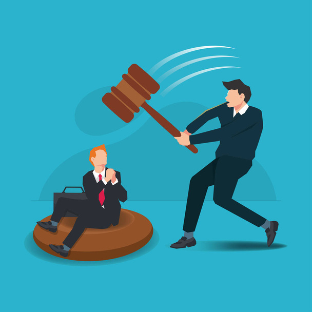 Businessman hold a big gavel for Justice and the others plead design vector illustration - Vector, Image