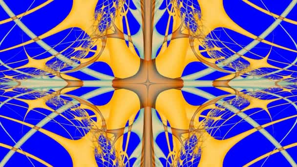 Yellow fractal ornament on a bright blue background. - Footage, Video