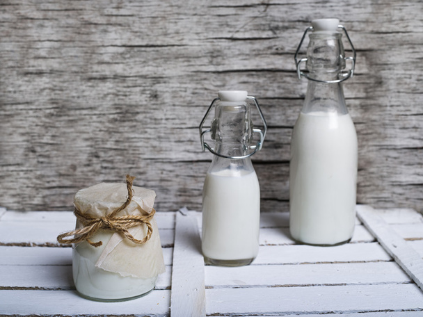 Glass Bottles of milk - Foto, Imagem