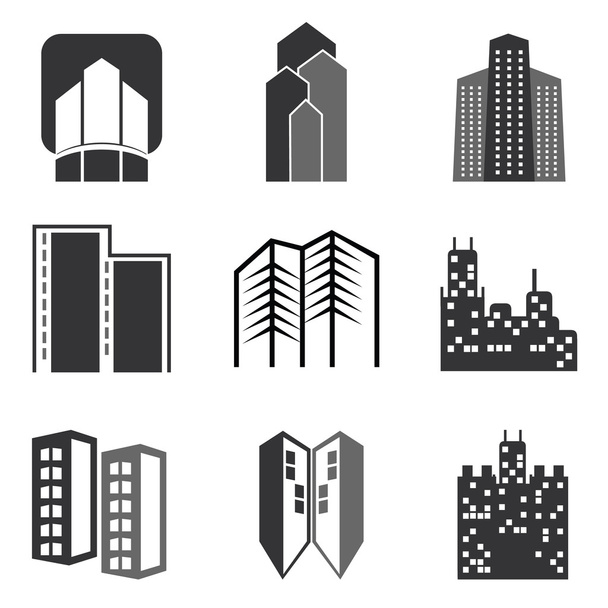 Ícones de edifícios modernos
 - Vetor, Imagem