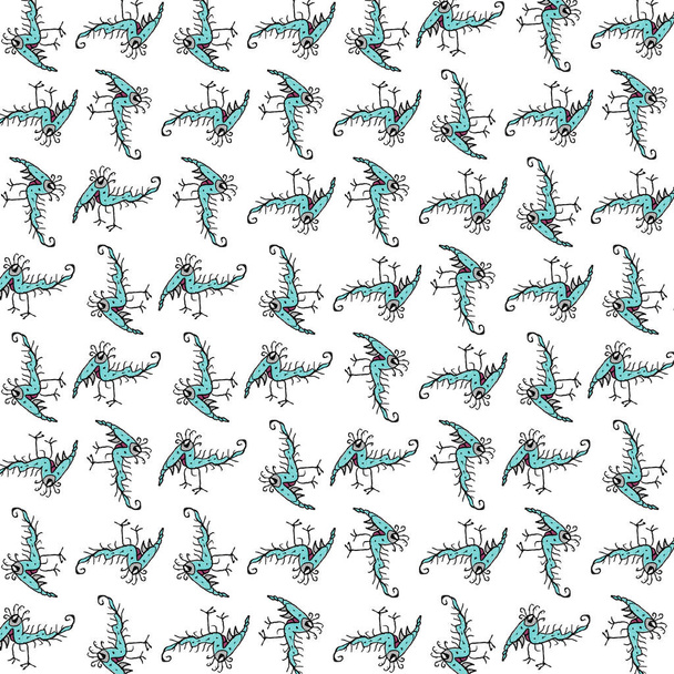 Fantasy alien bird drawing motif pattern - 写真・画像